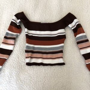 Long sleeve off the shoulder crop top